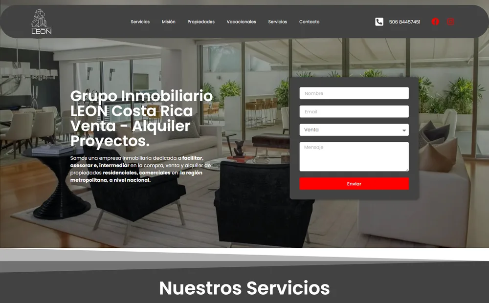 Sitio web de Grupo Inmobiliario Le&oacute;n